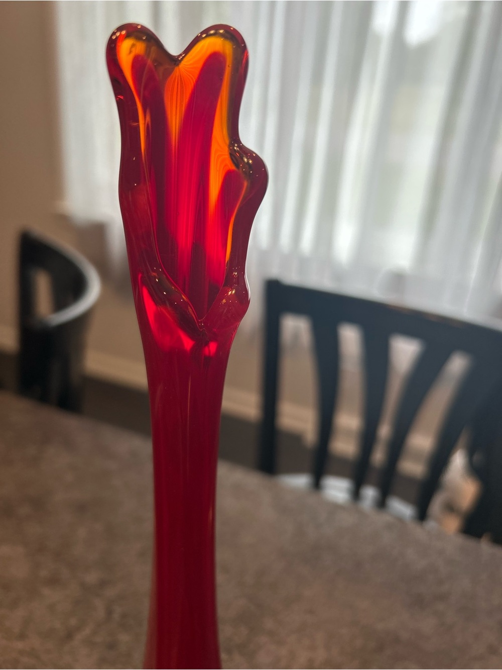 Viking  mid-century Vase - Elegant Glass Trumpet Shape - Picture 2 of 6